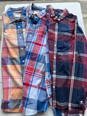 Express Men’s Plaid Button-Up Shirt Bundle